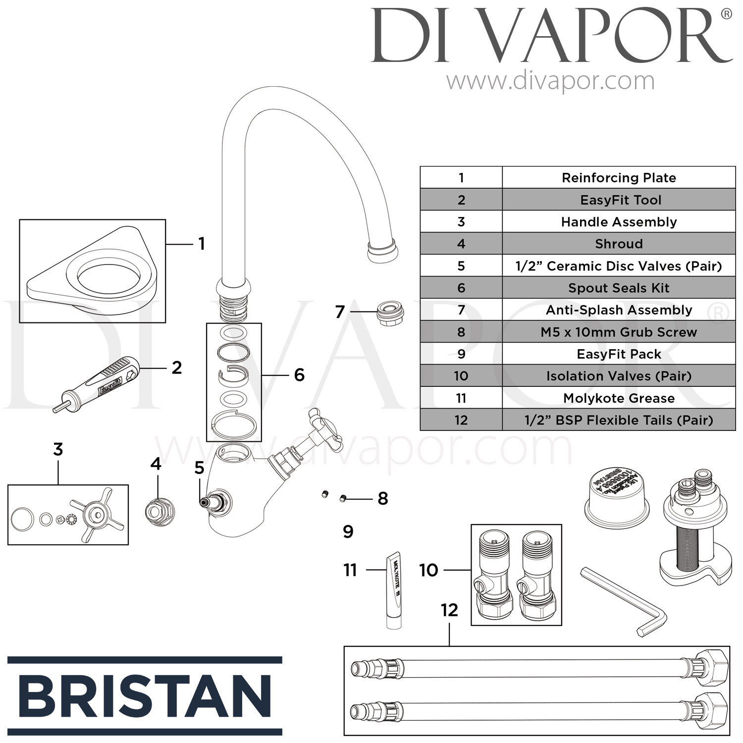 Bristan N SNK EF C 1901 Easyfit Sink Mixer Tap Spare Parts